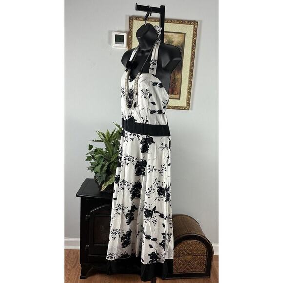 GUI Hua Tia Women Dress XL Straps Fit & Flare Layered Floral Pattern Below Knee - Picture 4 of 9